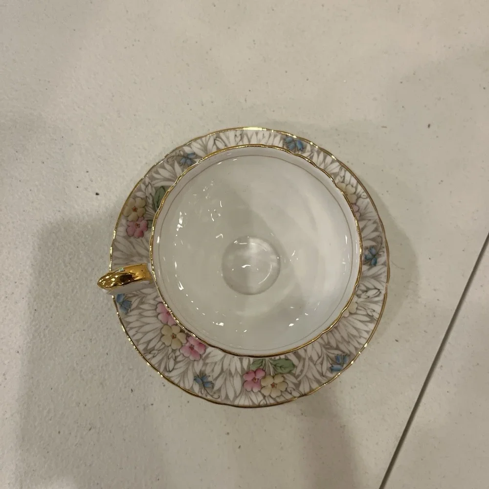 ABJ ROYAL CRAFTON TEA CUP WITH SAUCER ENGLAND - PORCELAIN FLOWERS SPRING 8441